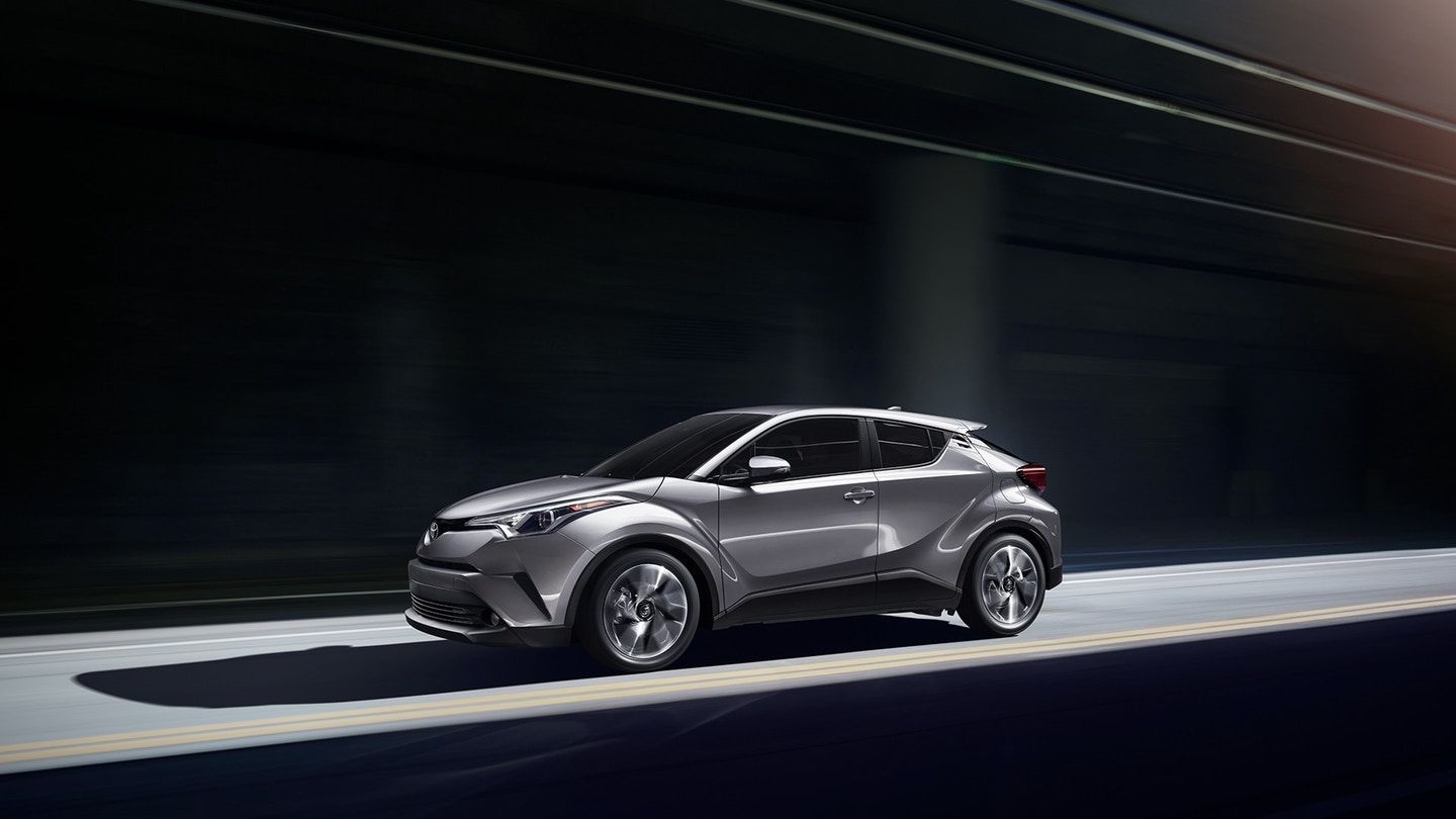 Gray 2018 Toyota C-HR on the road