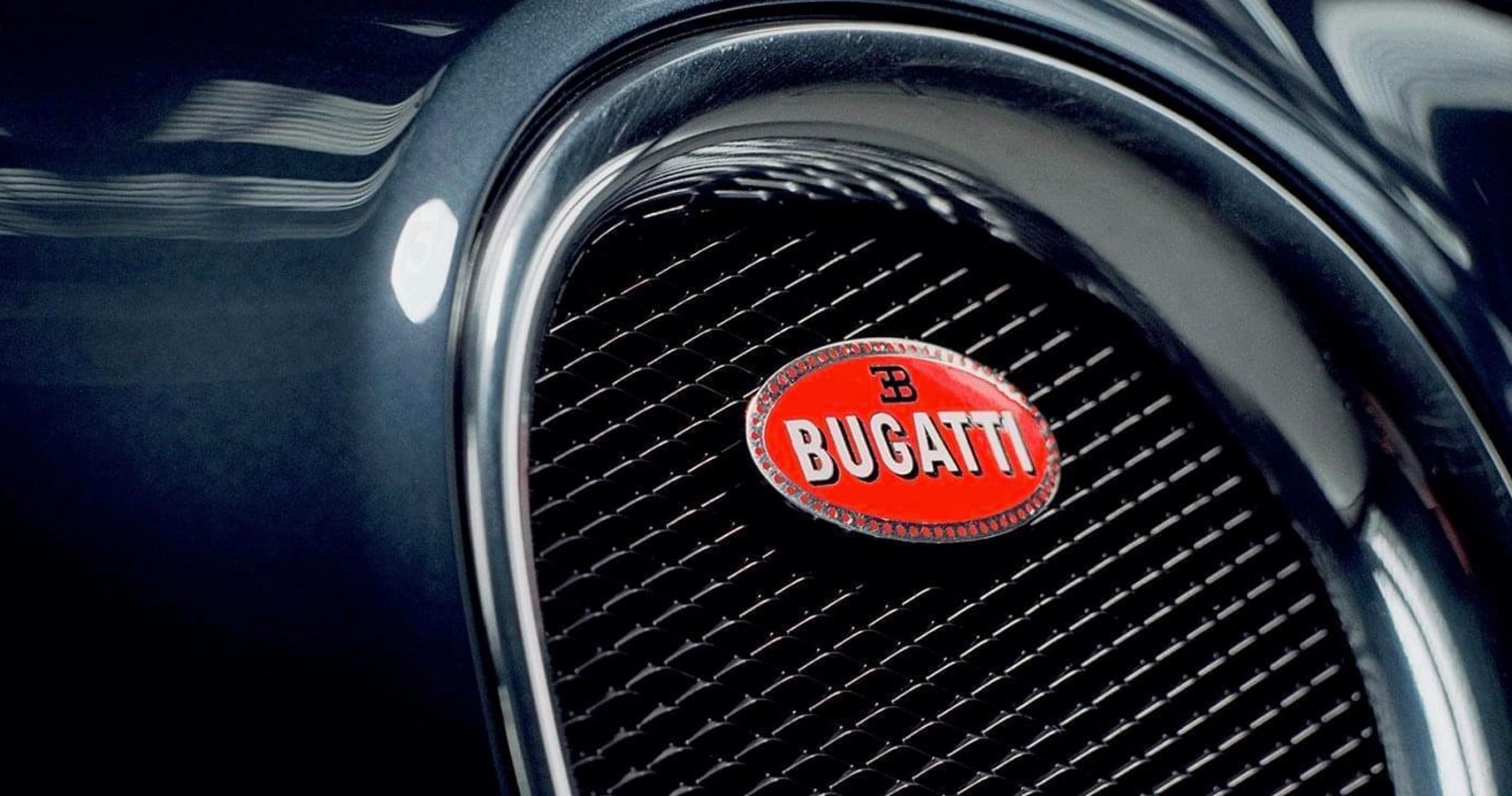 Bugatti logo mounted on grille