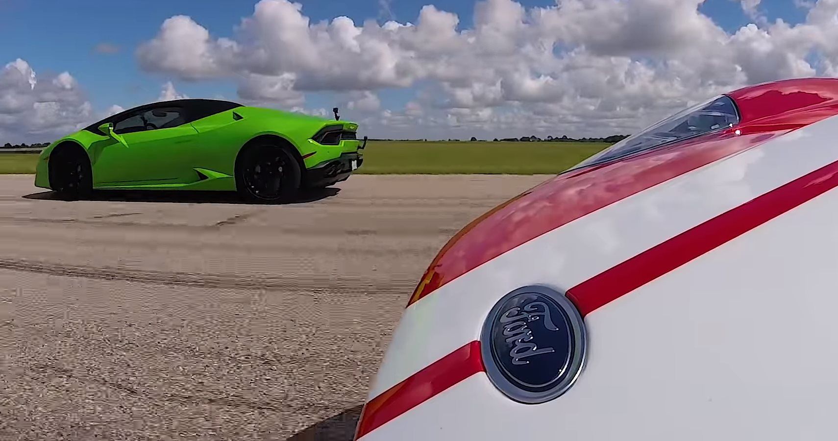 Watch Hennessey’s Ford GT Heritage Edition Take On Lamborghini Huracan In Drag Race