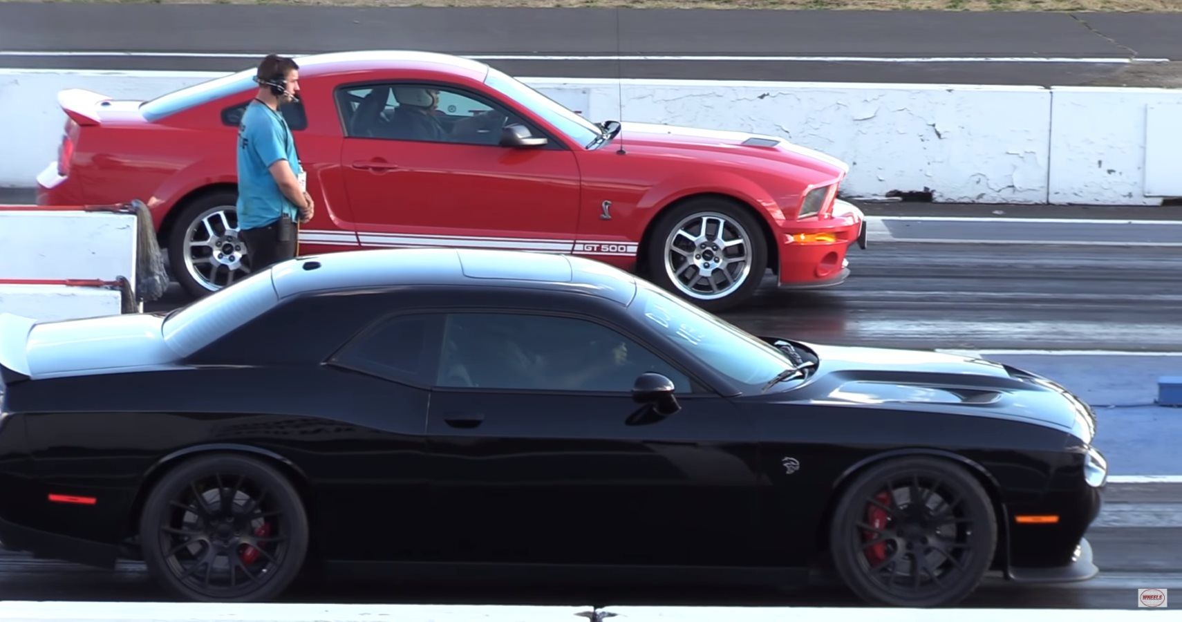 Watch A Mustang Shelby Embarrass A Hellcat Challenger In A Drag Race