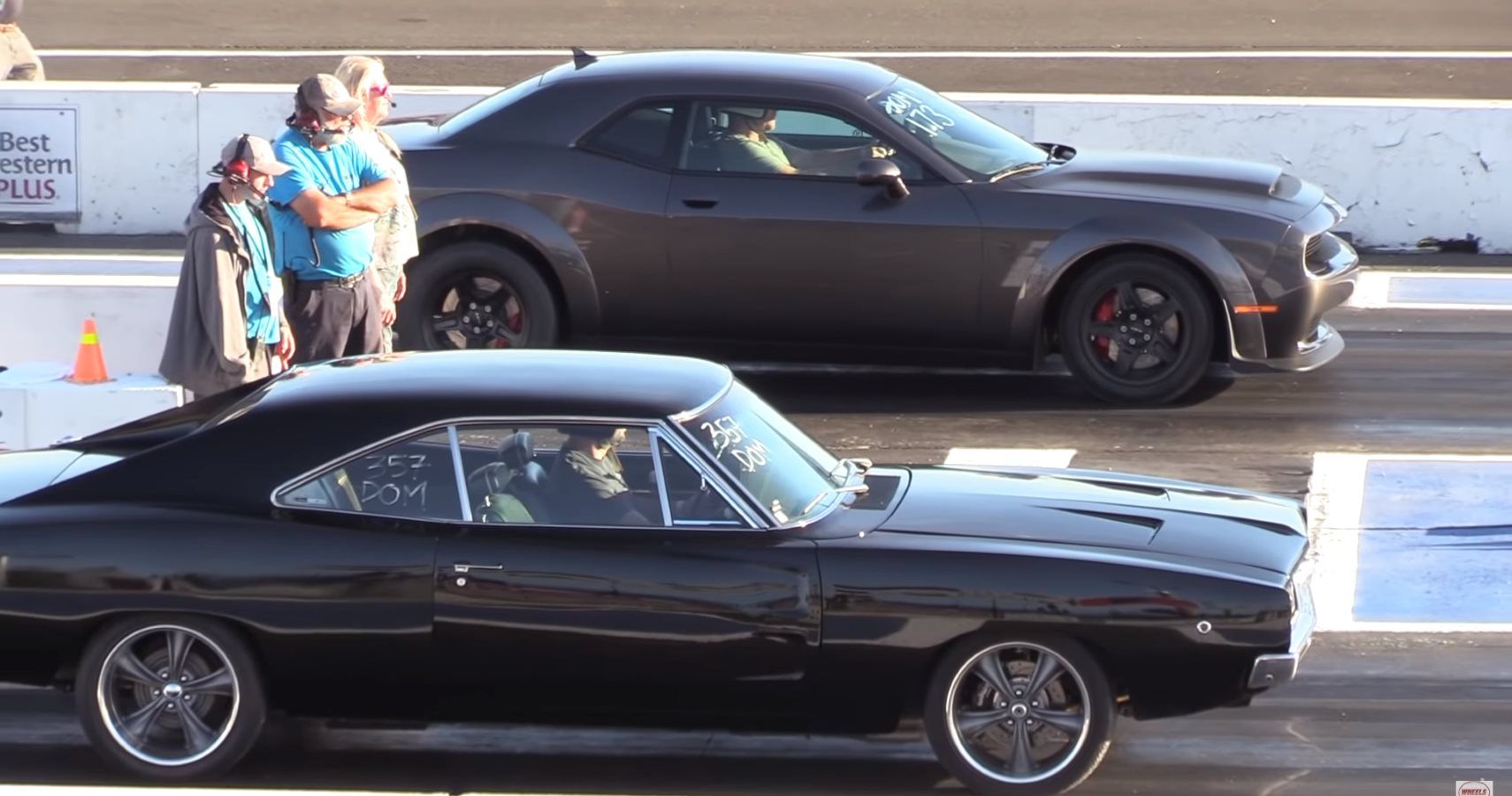 Watch A Charger R/T Take On A Dodge Demon In 1/4 Mile Drag Race
