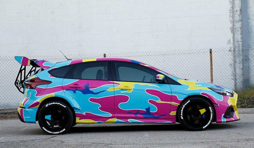 Jake Paul's Ford Focus colored camouflage wrapping