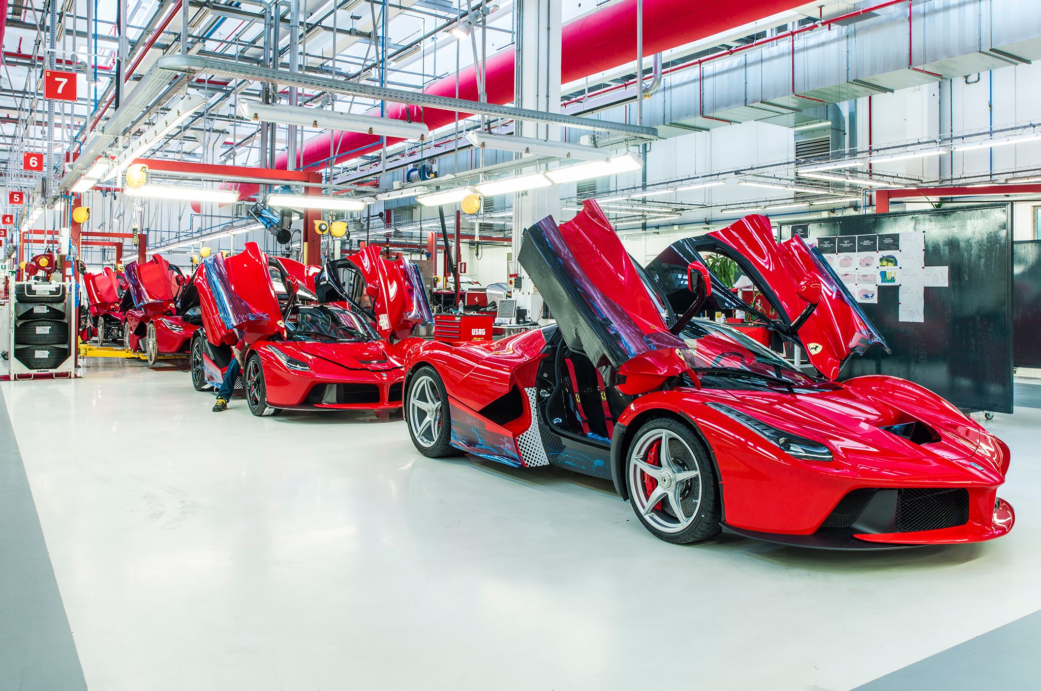 A Ferrari assembly line