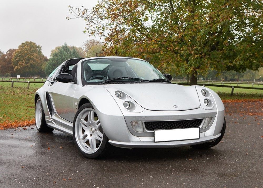 Silver Smart Roadster Front 3/4 View Parked