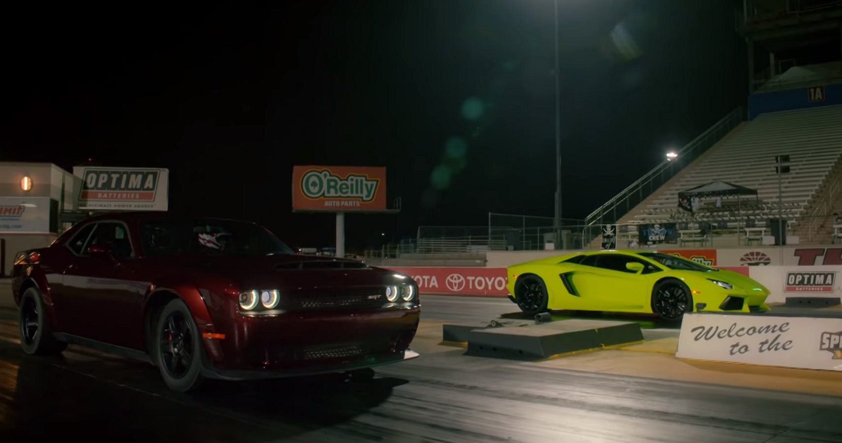 Watch A Dodge Demon Crush A Lamborghini Aventador At The Drag Strip