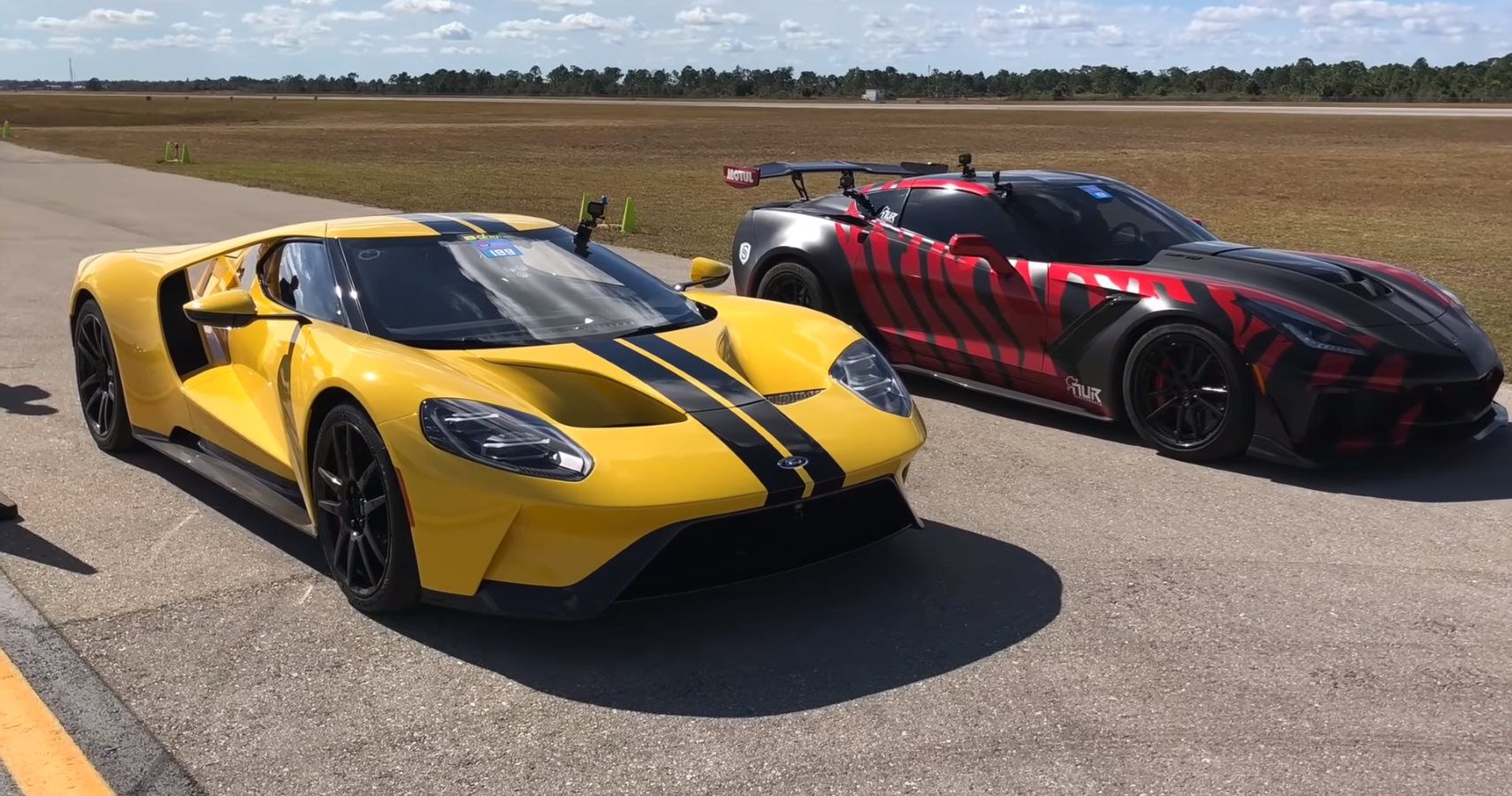 Ford GT Takes On Corvette ZR1 In 1/2-Mile Drag Race Action