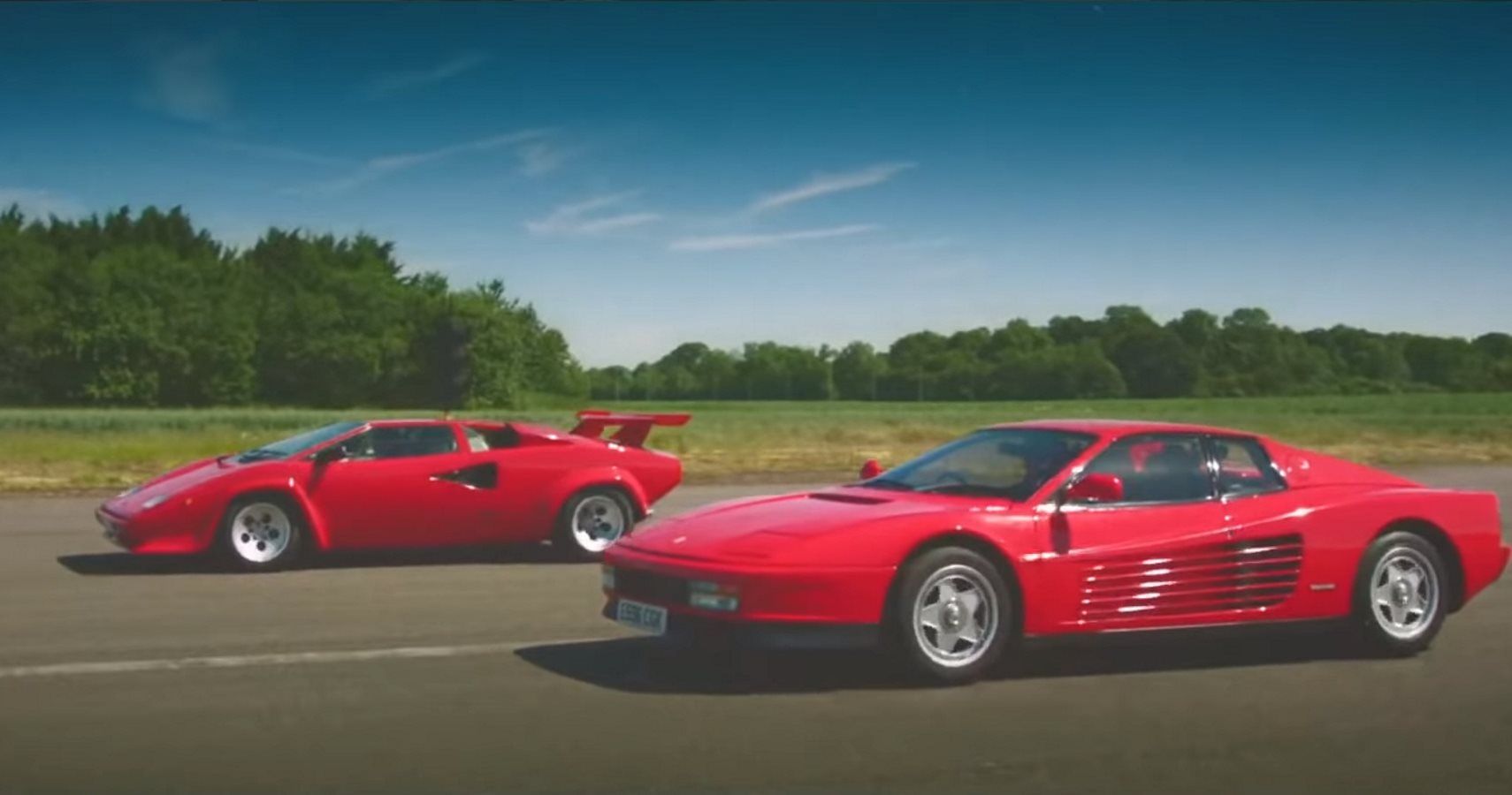A Duel Of '80s Classics As Lamborghini Countach Takes On Ferrari Testarossa