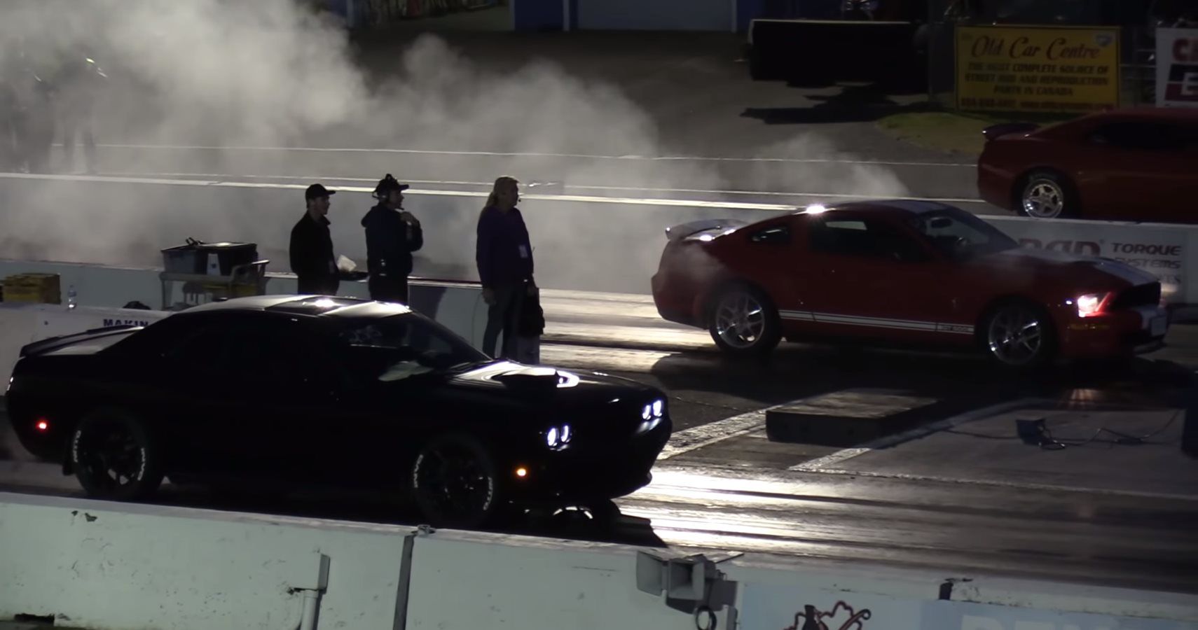 Watch A Dodge Challenger Take On A Mustang GT500 And Camaro SS In Drag Race Action