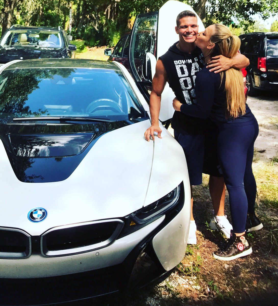 Natalya and Tyson Kidd with their new BMW i8