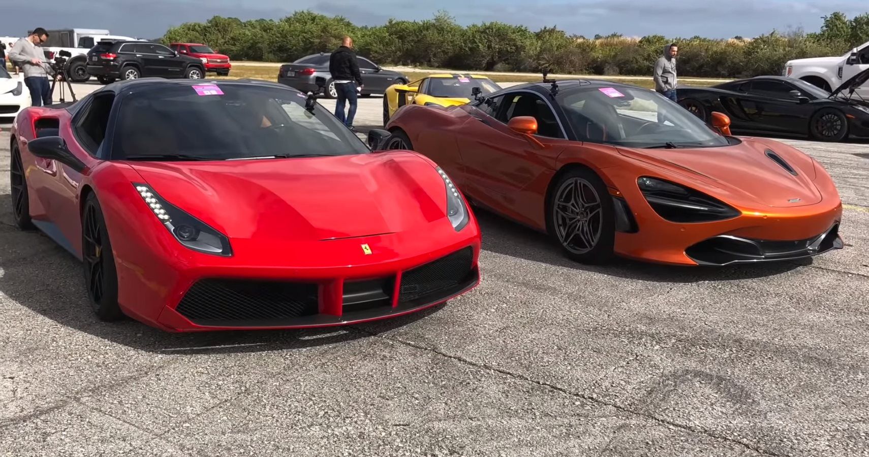 Check Out A Half-Mile Drag Race Between A Ferrari 488 And A McLaren 720S