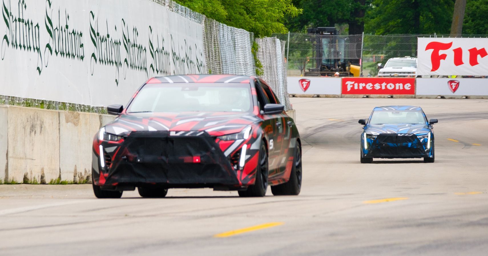 Cadillac offers a sneak peek at the future of Cadillac’s V-Series as two prototypes take a lap around the Chevrolet Detroit Grand Prix presented by Lear track Saturday, June 1, 2019 on Belle Isle in Detroit, Michigan. General Motors President Mark Reuss and GM Vice President Global Product Ken Morris drive the prototypes, which represent the next step in Cadillac’s V-Series performance legacy. (Photo by Steve Fecht for Cadillac)