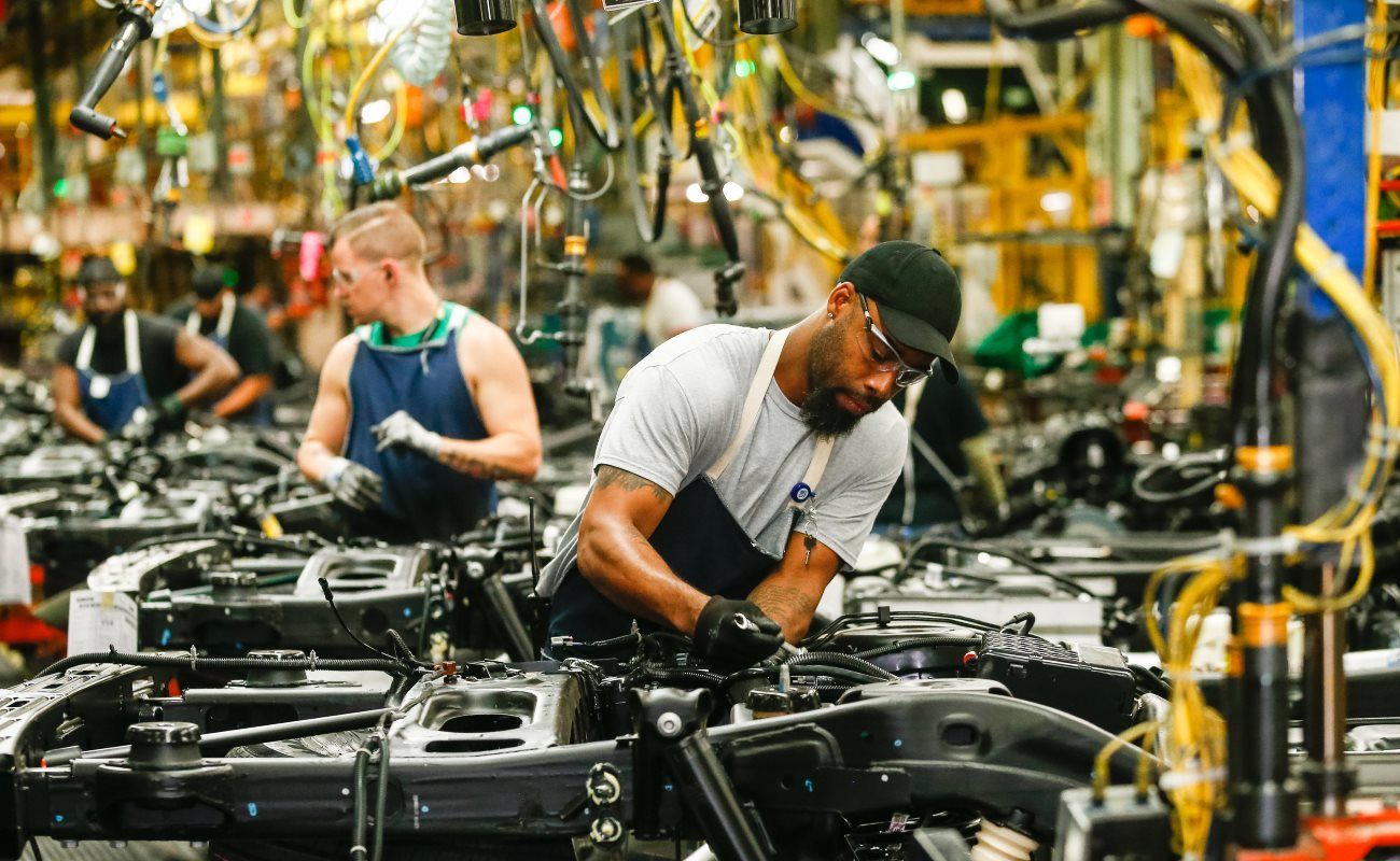 General Motors employees work on the assembly line Tuesday, June 25, 2019 at the GM Arlington Assembly Plant in Arlington, Texas. GM announced today it is investing an additional $20 million at Arlington Assembly to upgrade plant conveyors in preparation for the launch of GM’s all-new full-size SUVs. (Photo by Mike Stone for General Motors)
