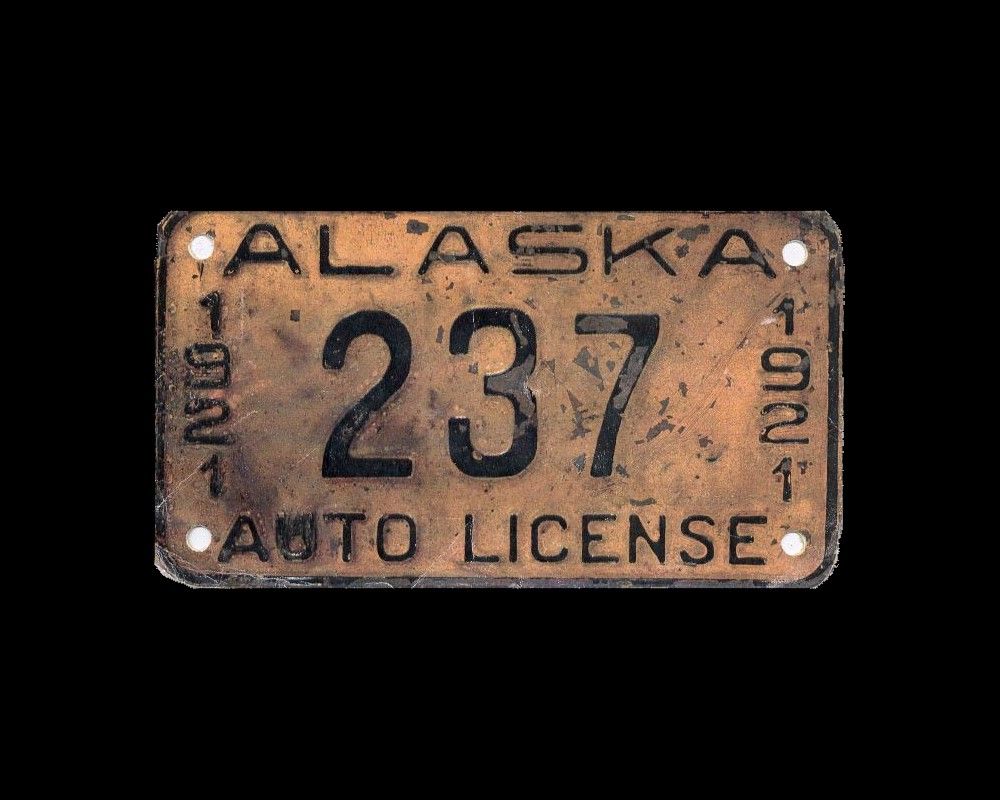 1921 alaska license plate