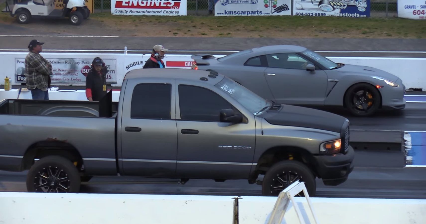 Watch Diesel Trucks Take On Dodge Hellcat And Nissan GT-R In Quarter-Mile Action