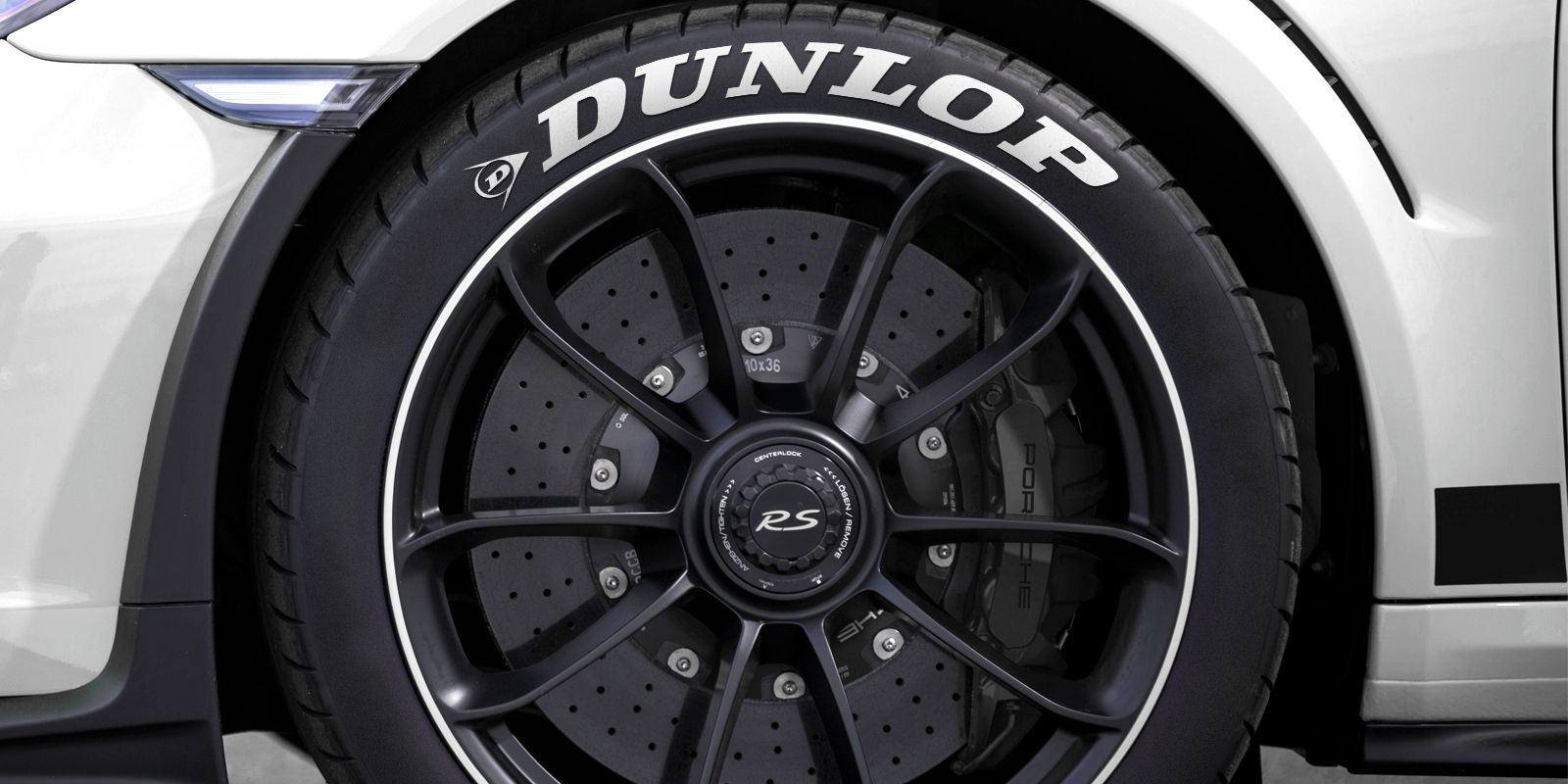 Dunlop Tyre on white car