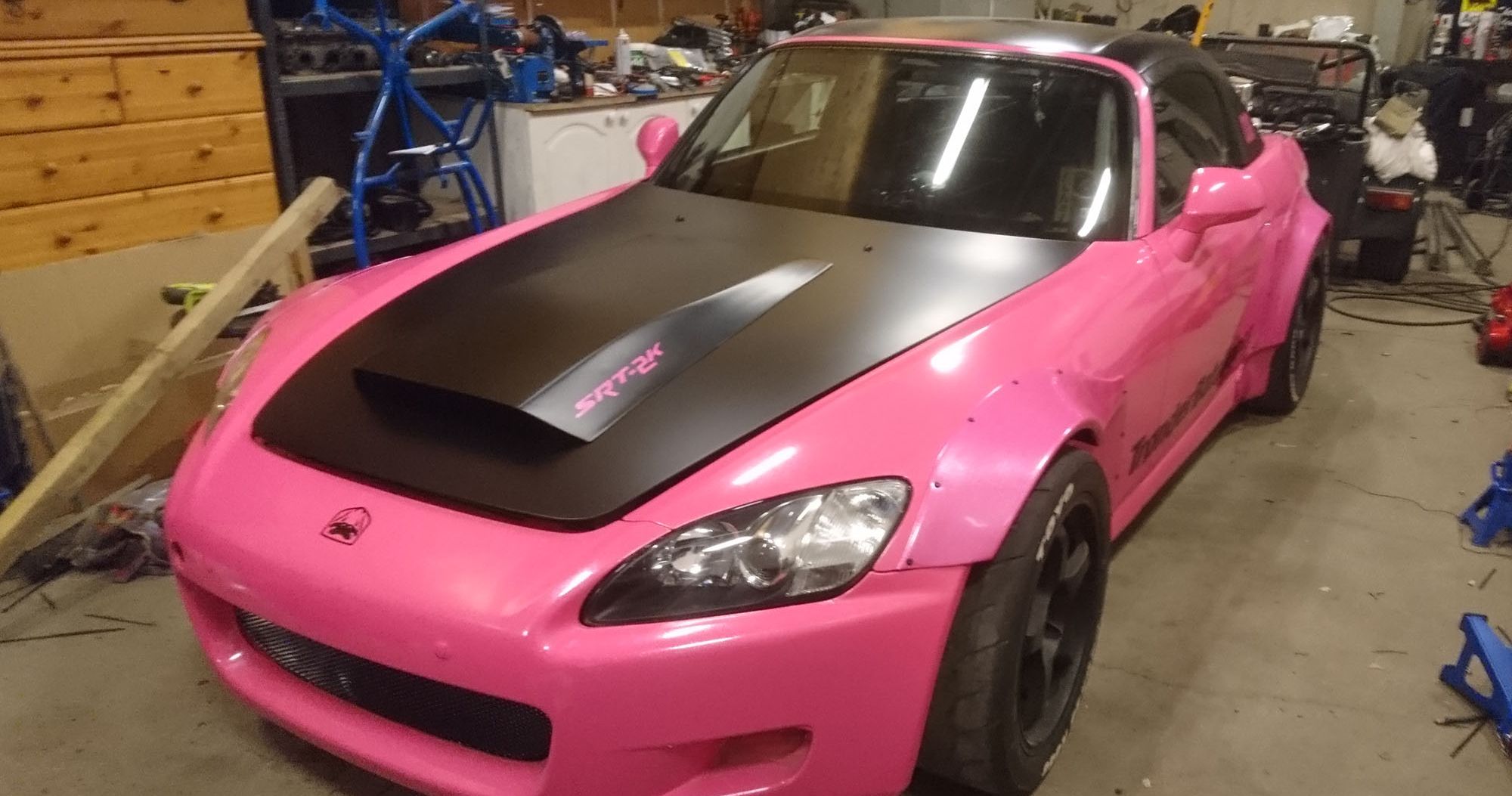 Got Pink Honda S00 Drifter With Dodge Ram Srt V 10