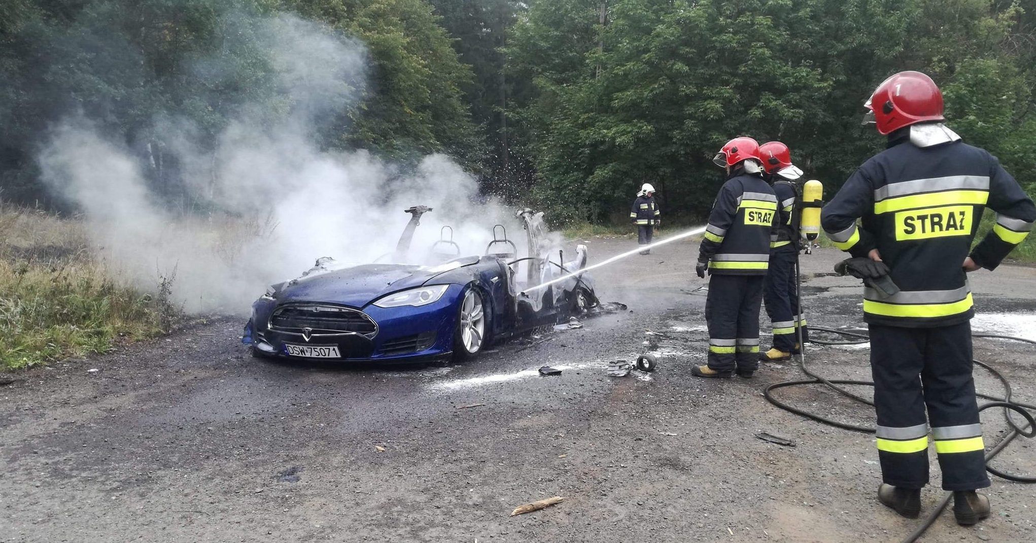 Tesla S on fire