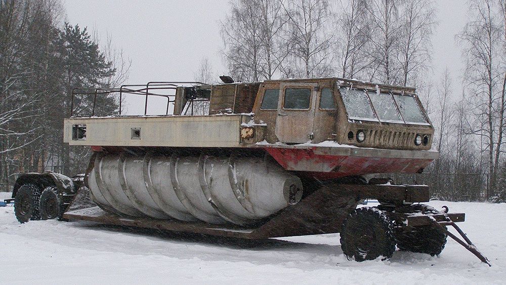 A tank that has a set of corkscrews under it to decimate any kind of terrain.