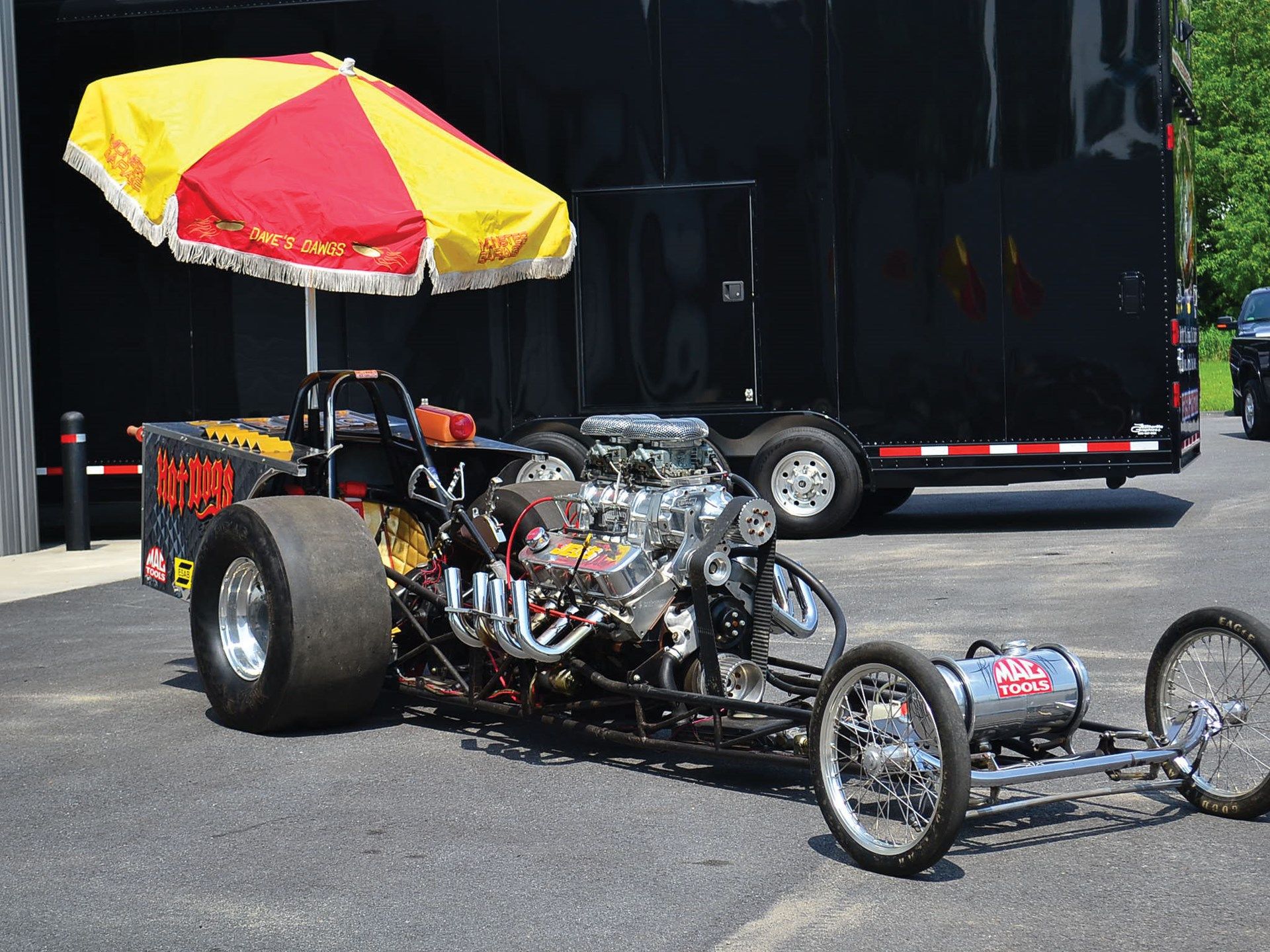 Monster garage dragster hot dog cart