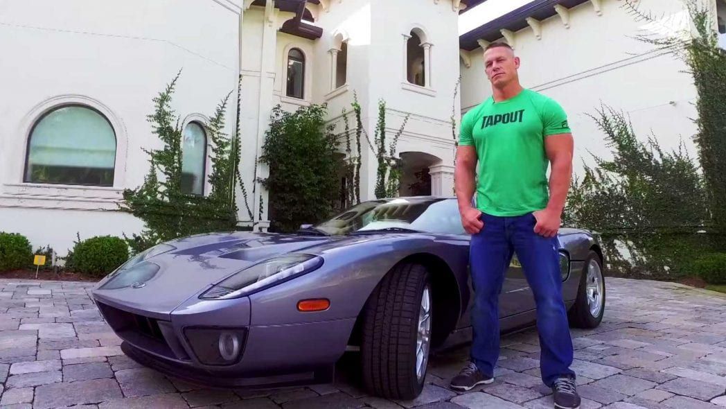 John Cena and his grey 2005 Ford GT