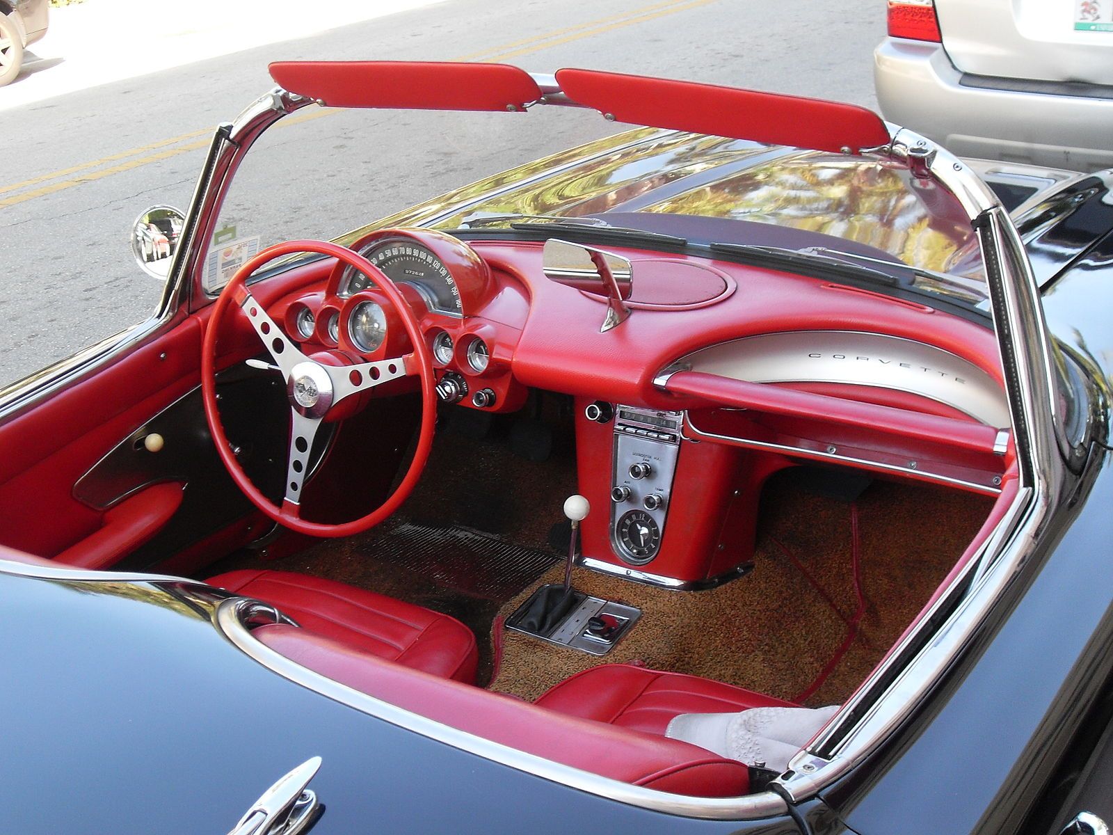 Red interior of Corvette