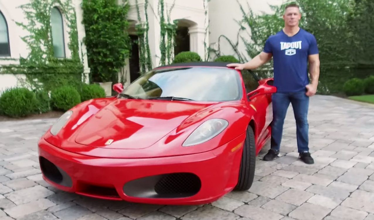 John Cena Next to Red Ferrari F430