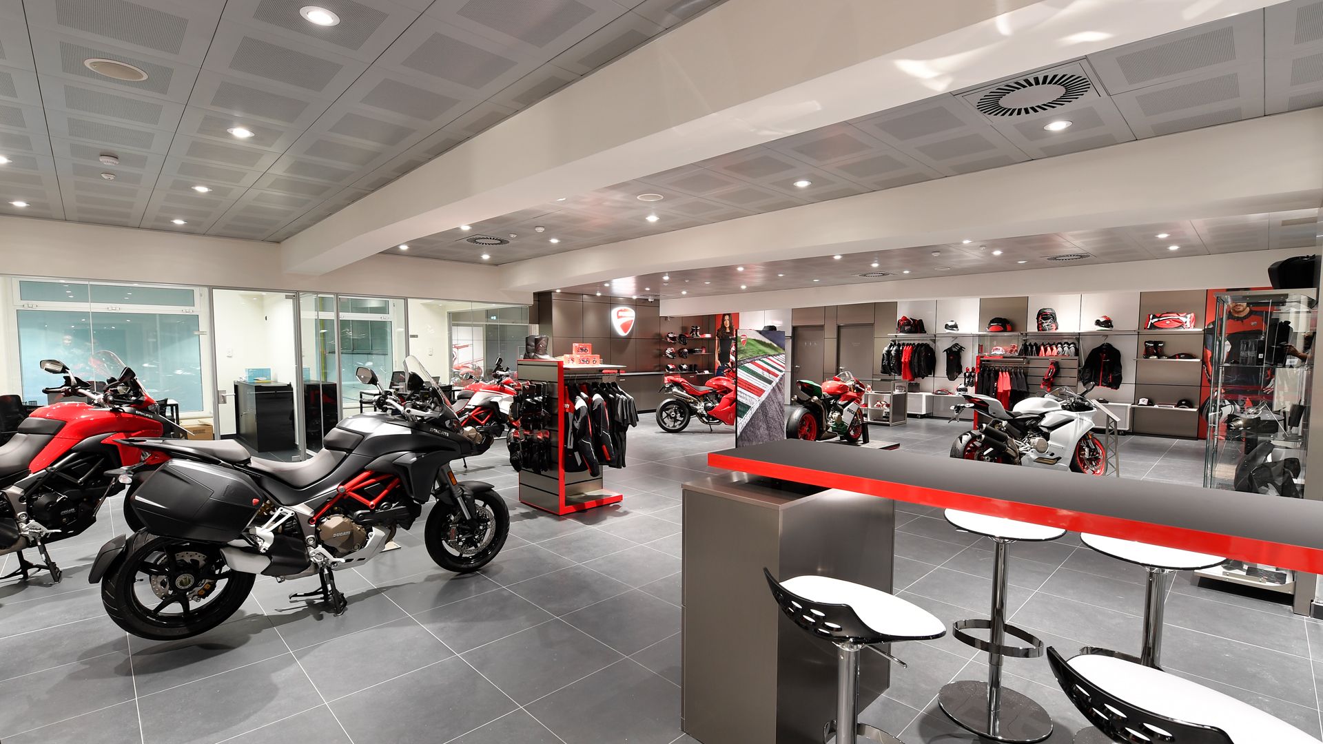 interior of a Ducati store in Milan