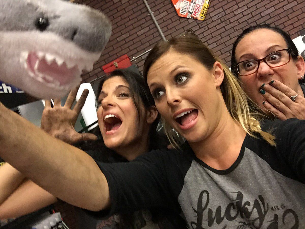 Rachel, Cristy, Bogi, and a shark