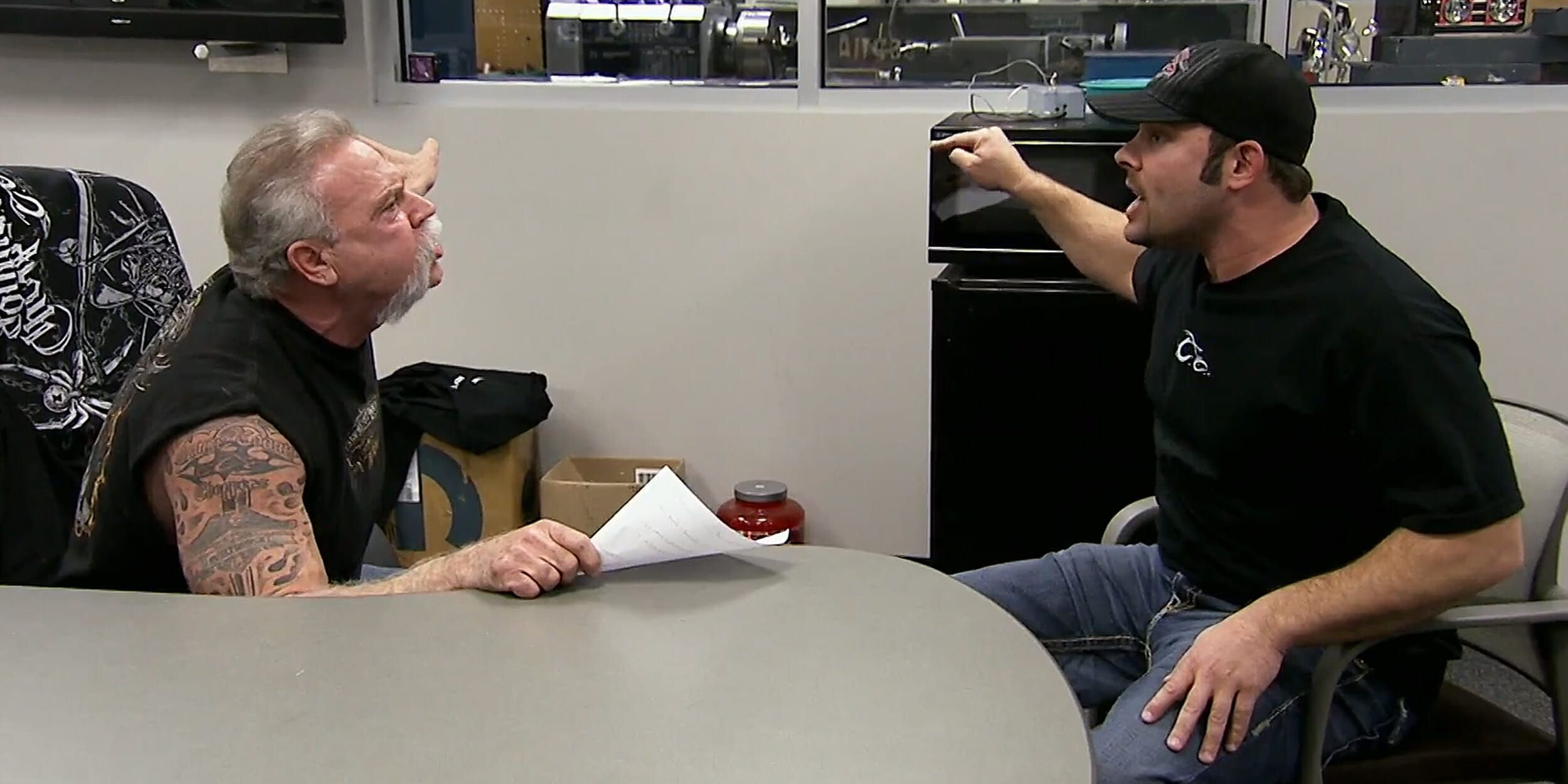 Fight between Paul Teutul Sr and Jr on the American Chopper TV show