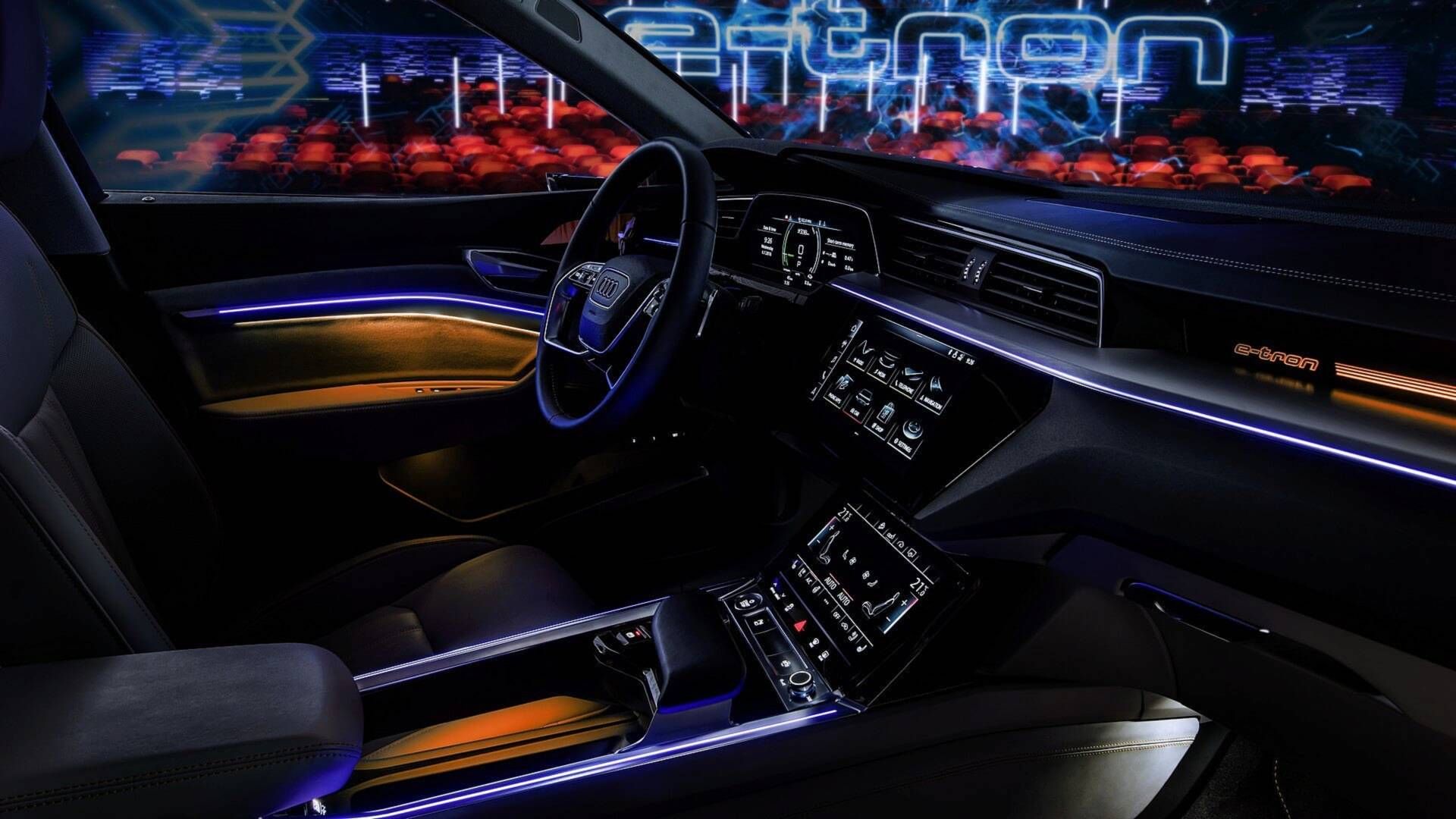 2020 Audi E-Tron cockpit at night