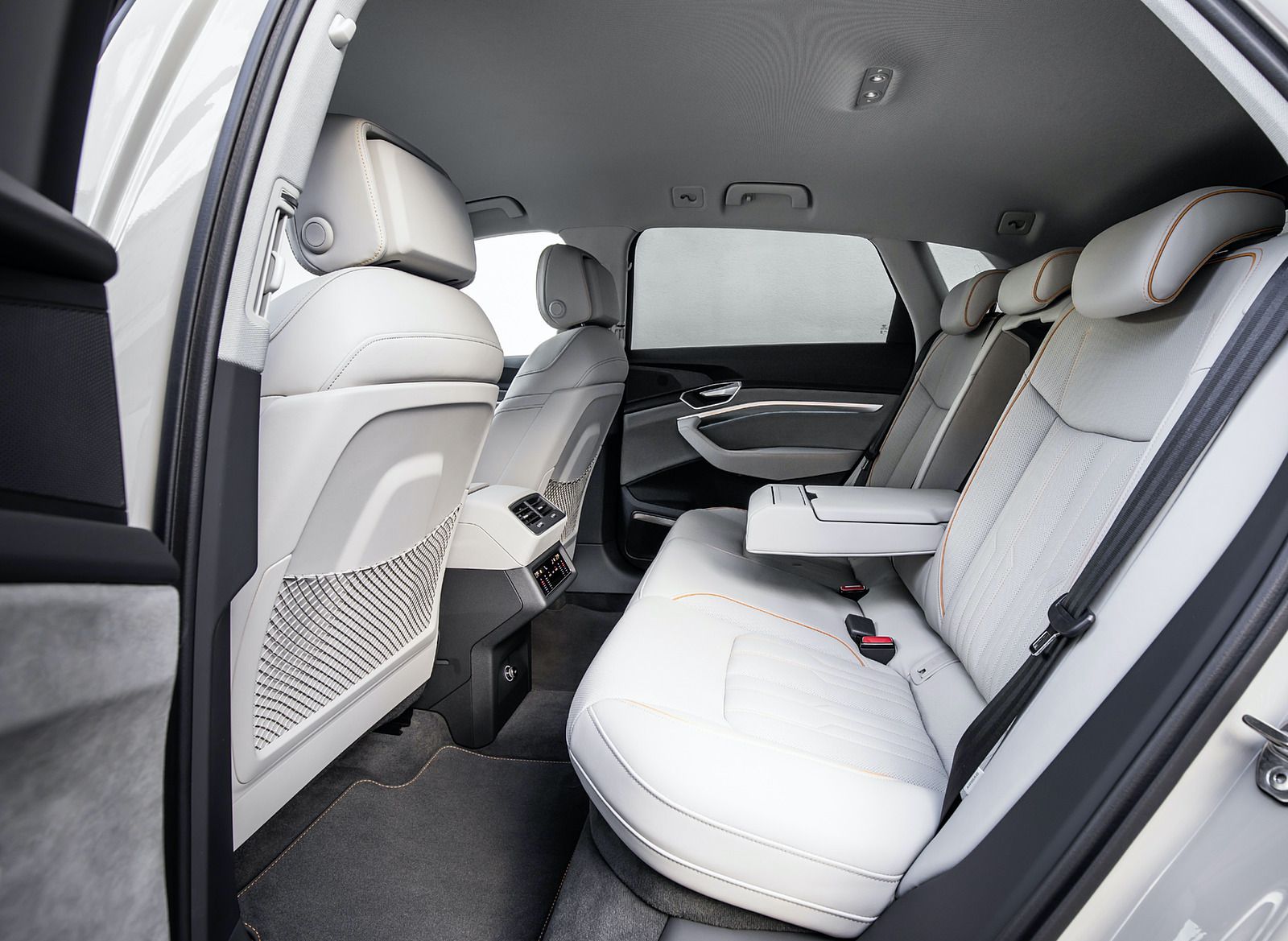 2020 Audi E-Tron white leather rear seats
