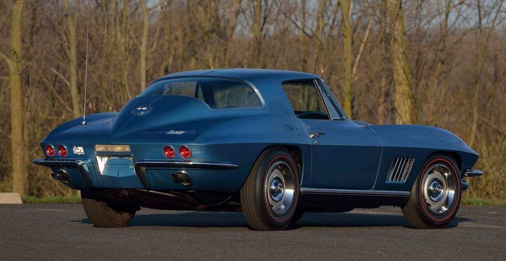 1967 Blue Chevrolet Corvette 427 with Trees Background