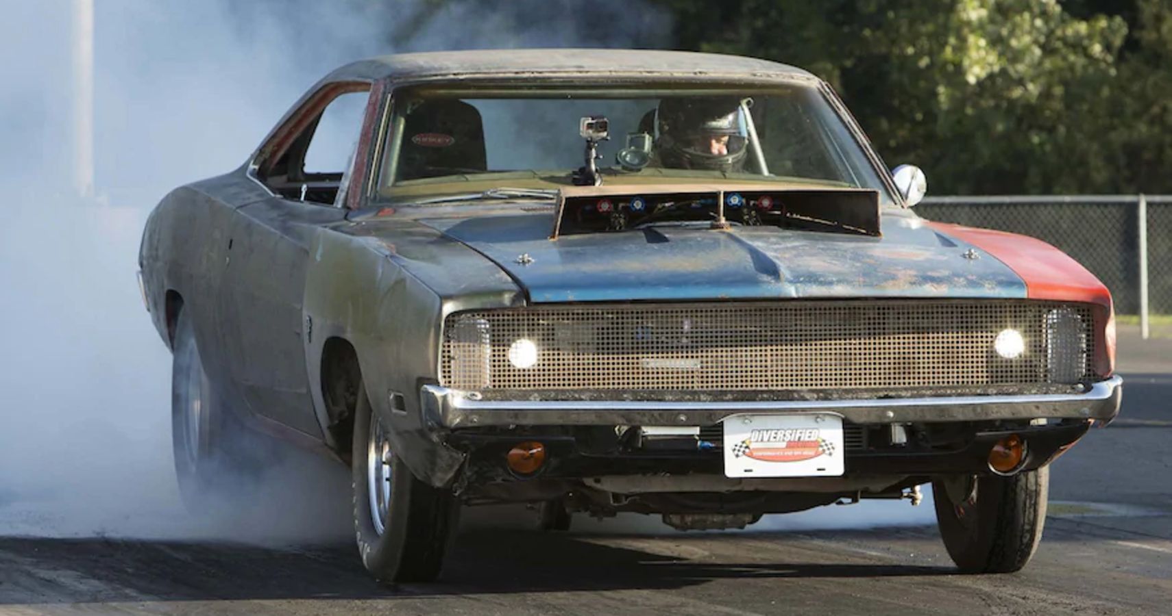 Roadkill Dodge Charger burnout front third quarter view