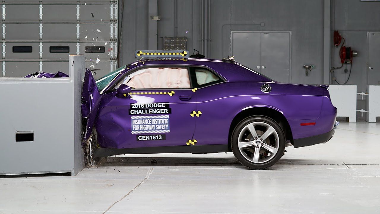 purple challenger crash test