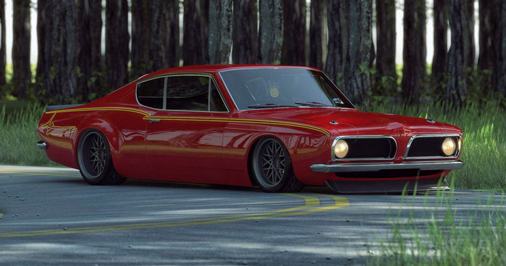 A Beautiful Plymouth Barracuda In Red