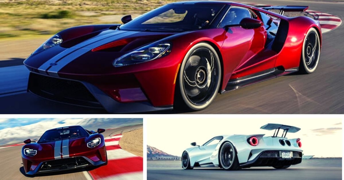 2020 Ford GT red and white on racing track