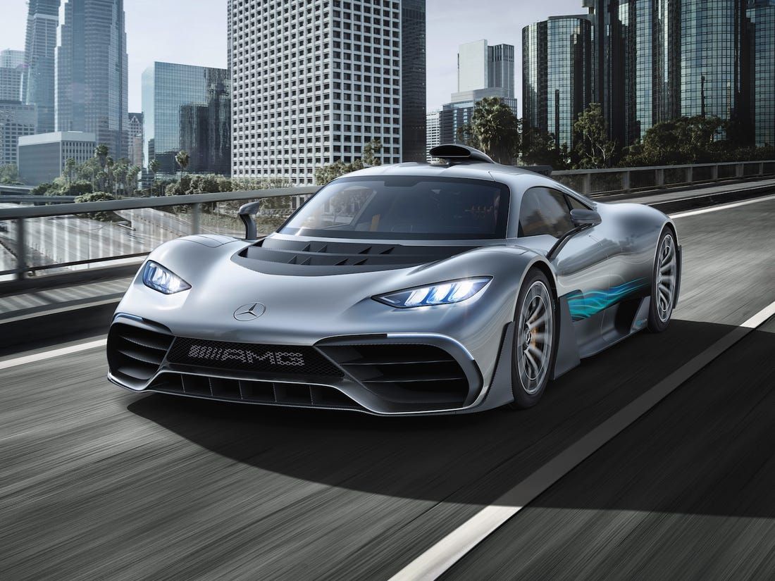 Mercedes - AMG Project One hybrid driving on city highway