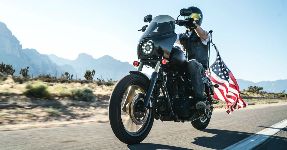 Harley-Davidson with American flag