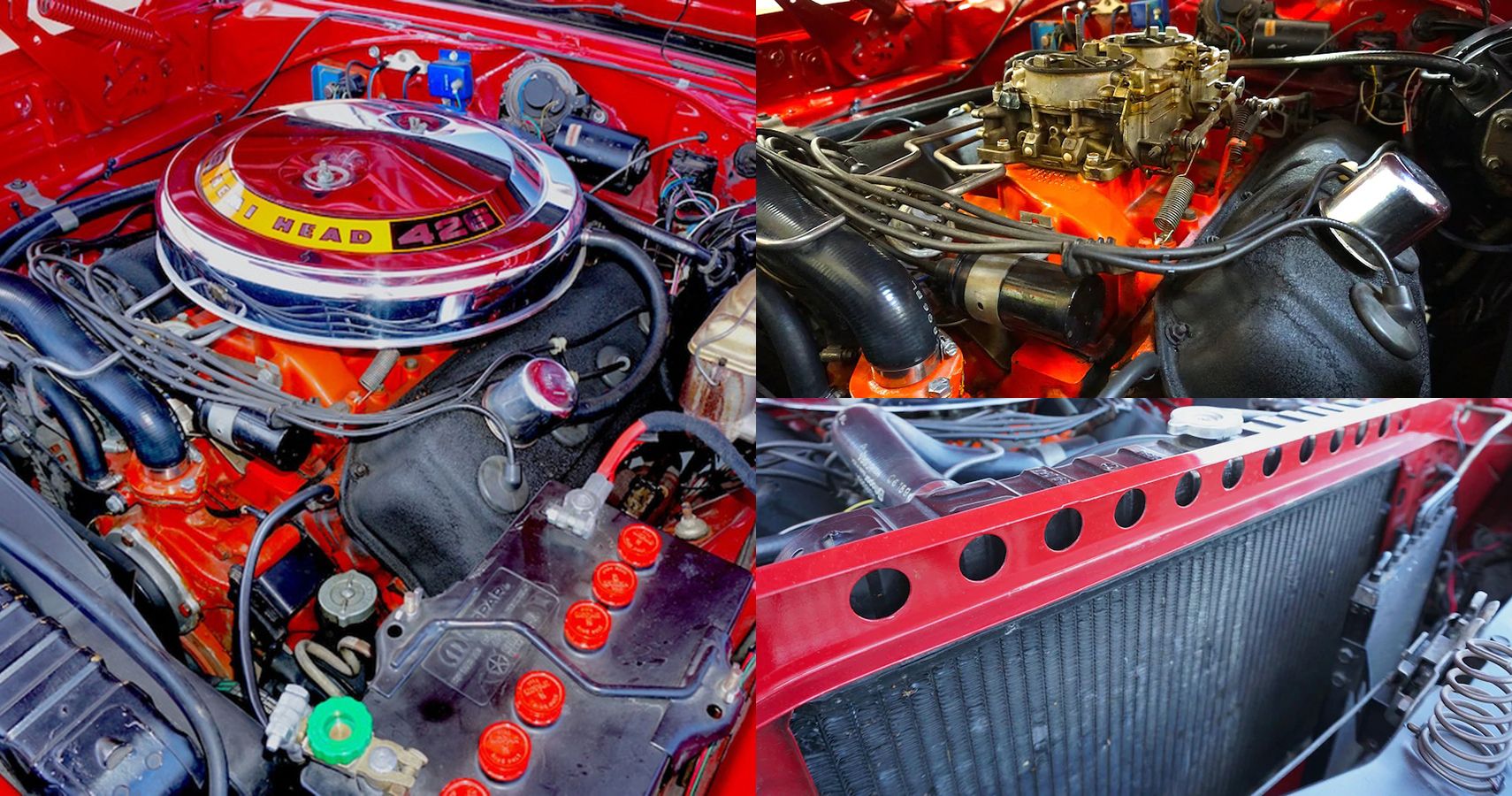 red 1969 Dodge Hemi Charger engine