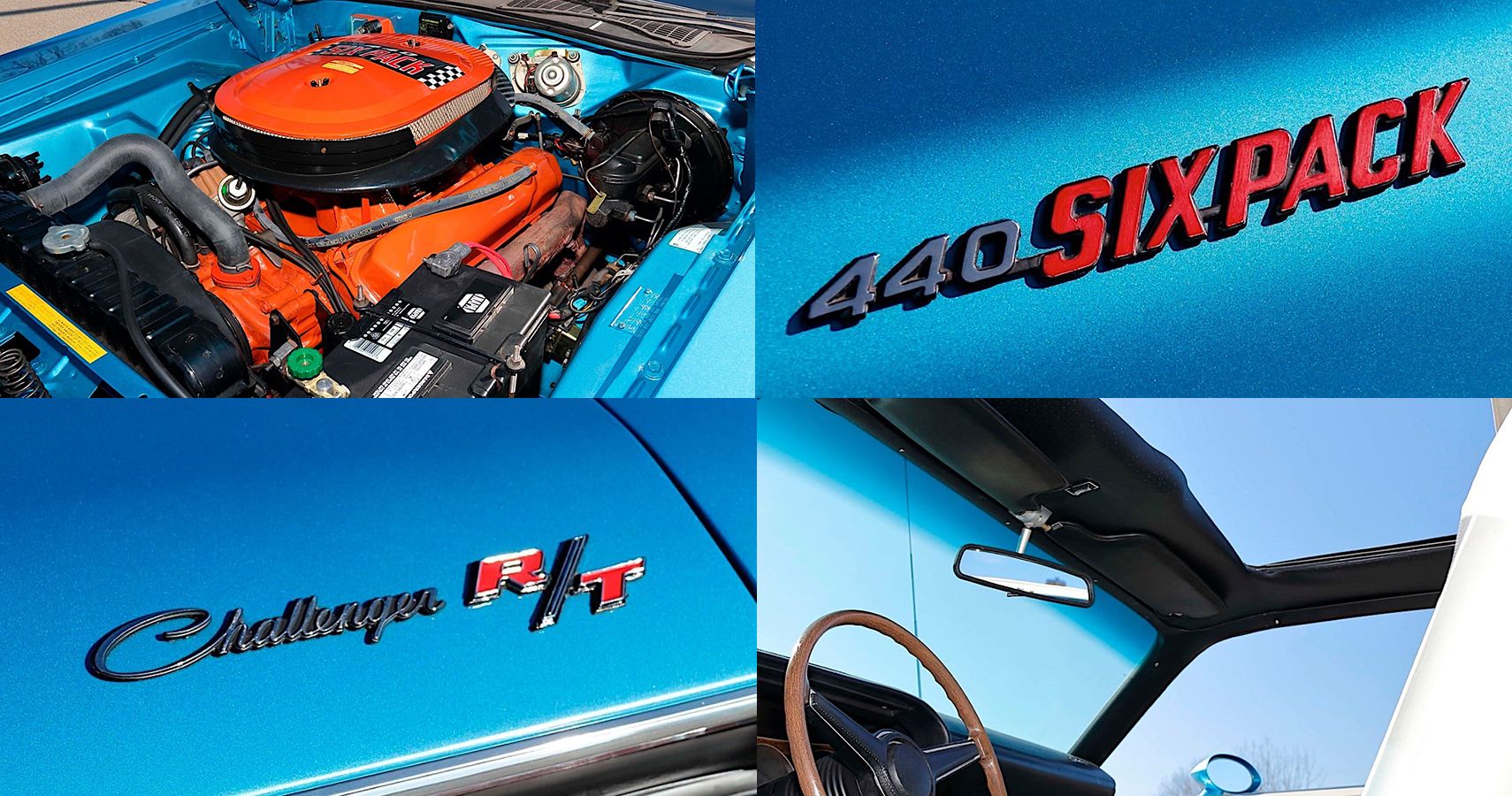 1970 Dodge Challenger R/T V-Code Six Pack Sunroof details