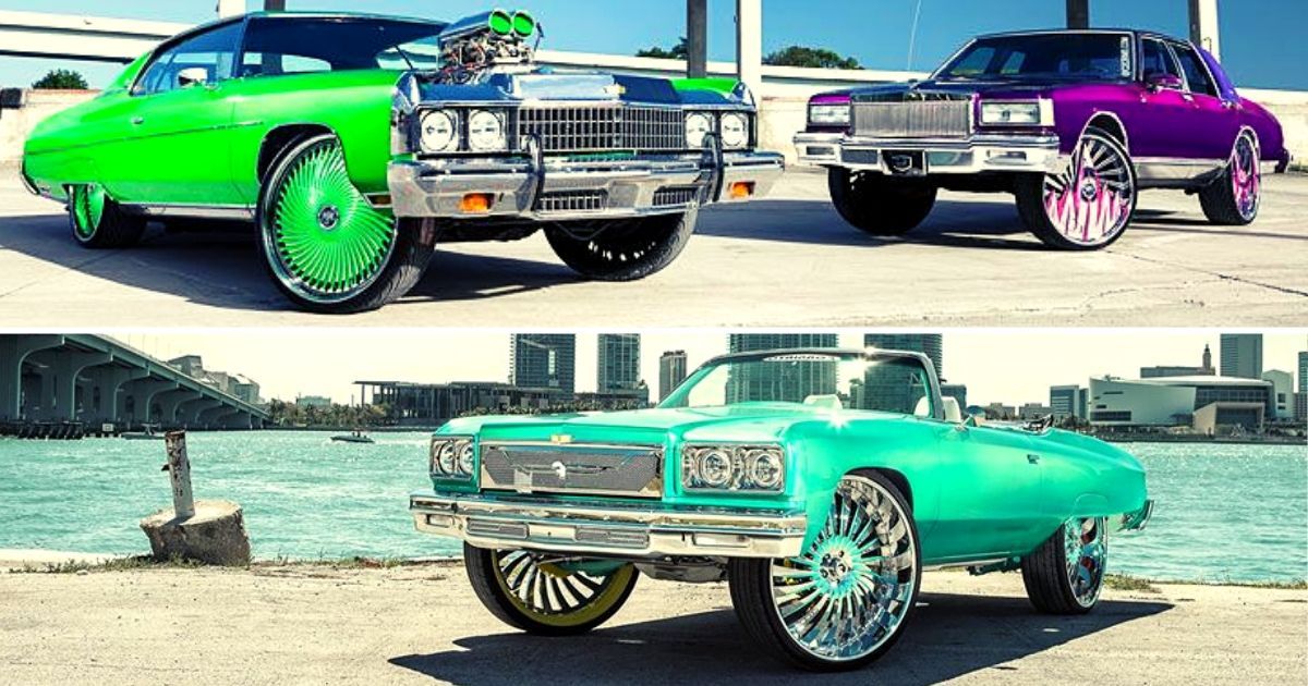Donk culture overly sized wheels color schemes bubble box