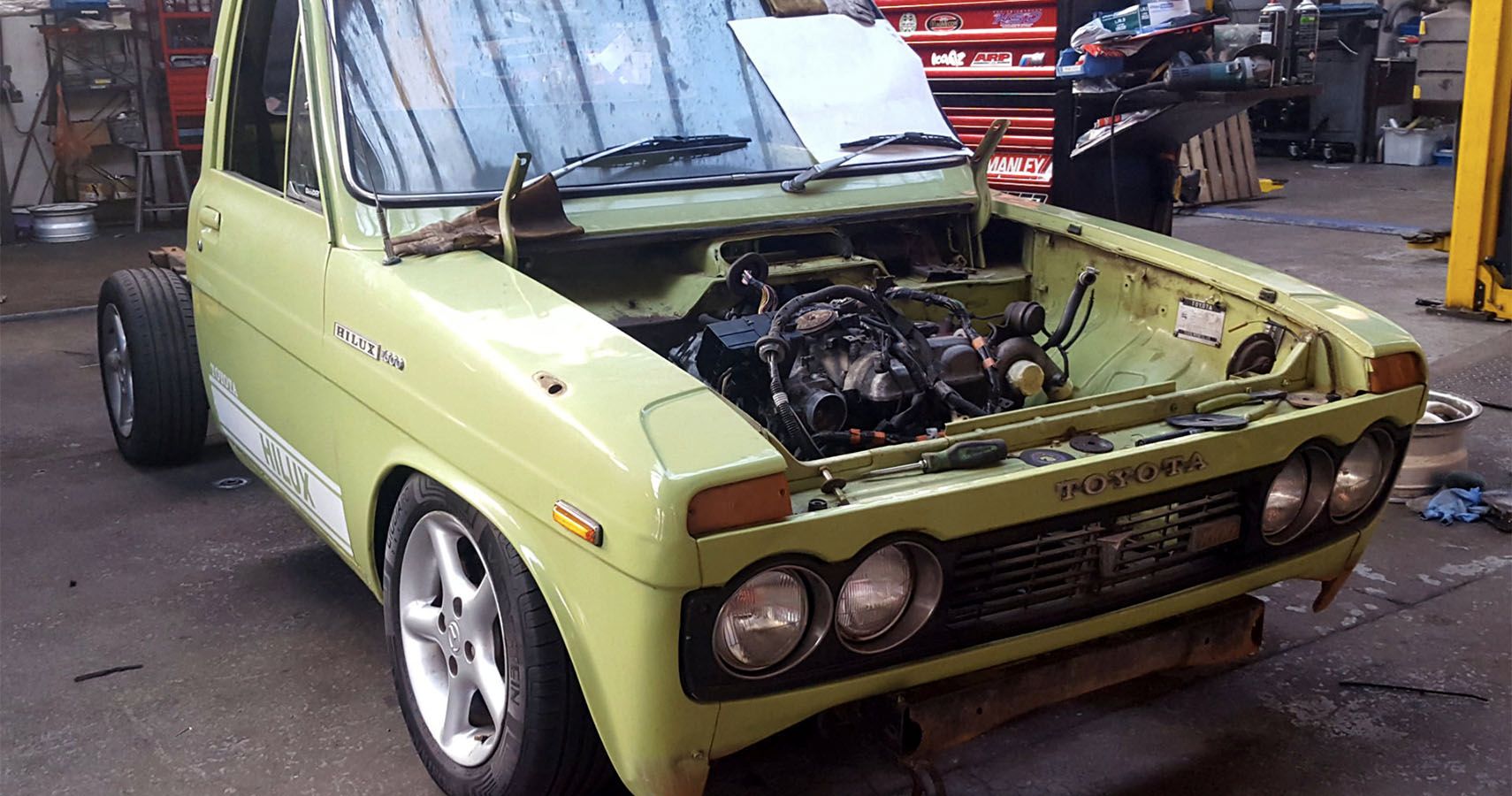 Swapped! 1972 Toyota Hilux Drift Pickup Gets Turbo Miata Engine