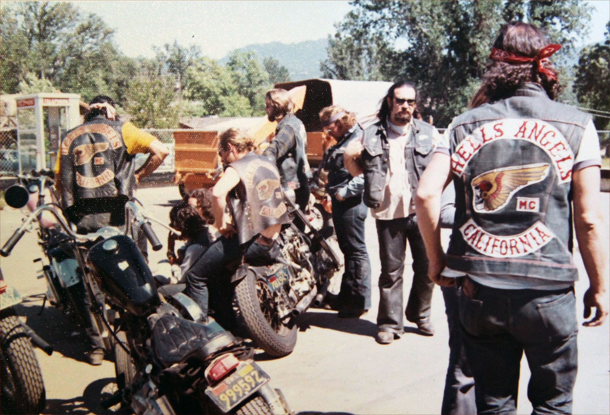 Hell's Angels California gather outside