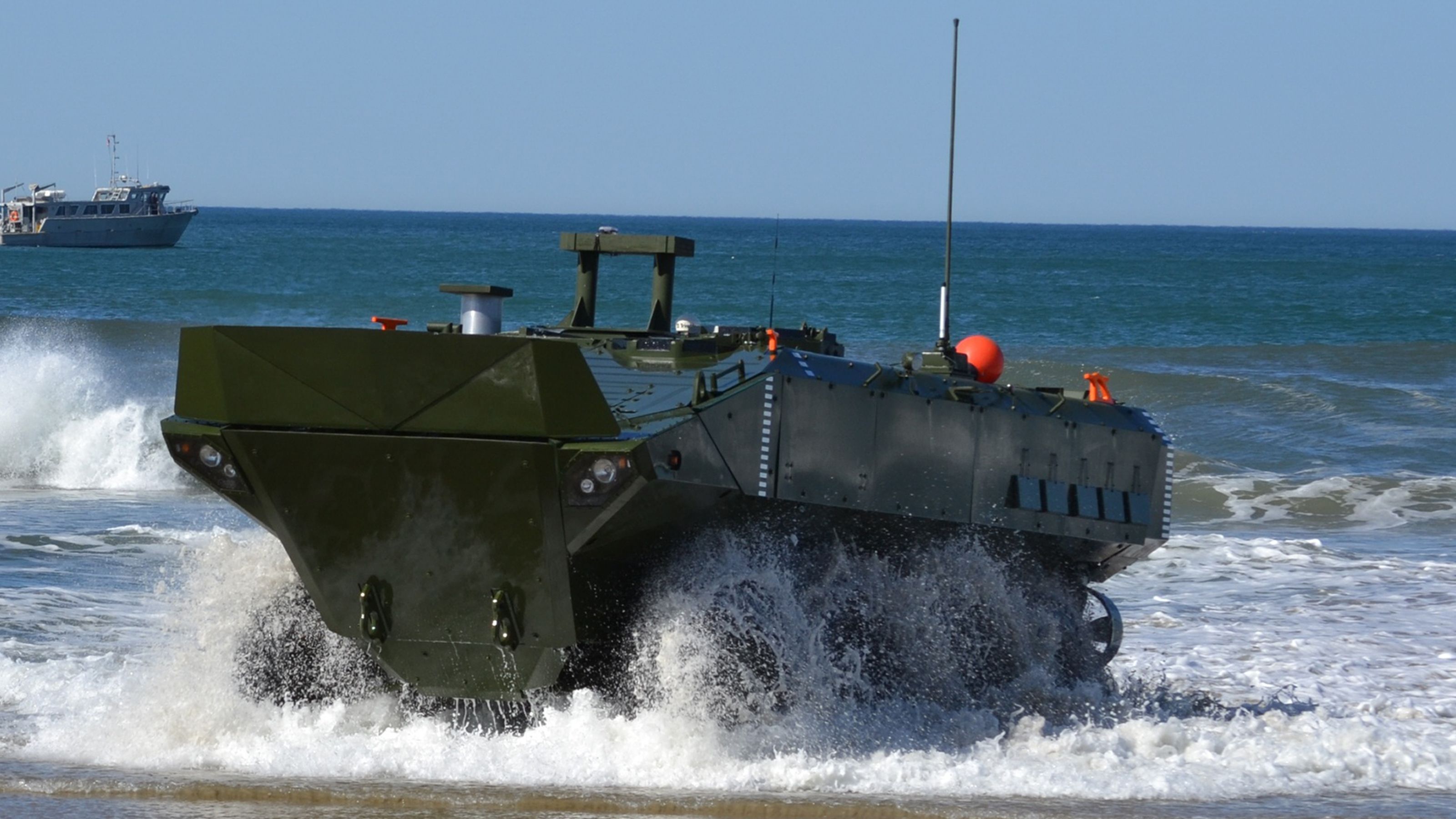 Marines amphibious combat vehicle hits the beach
