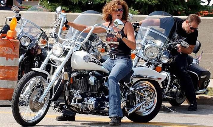 woman on a Harley Davidson