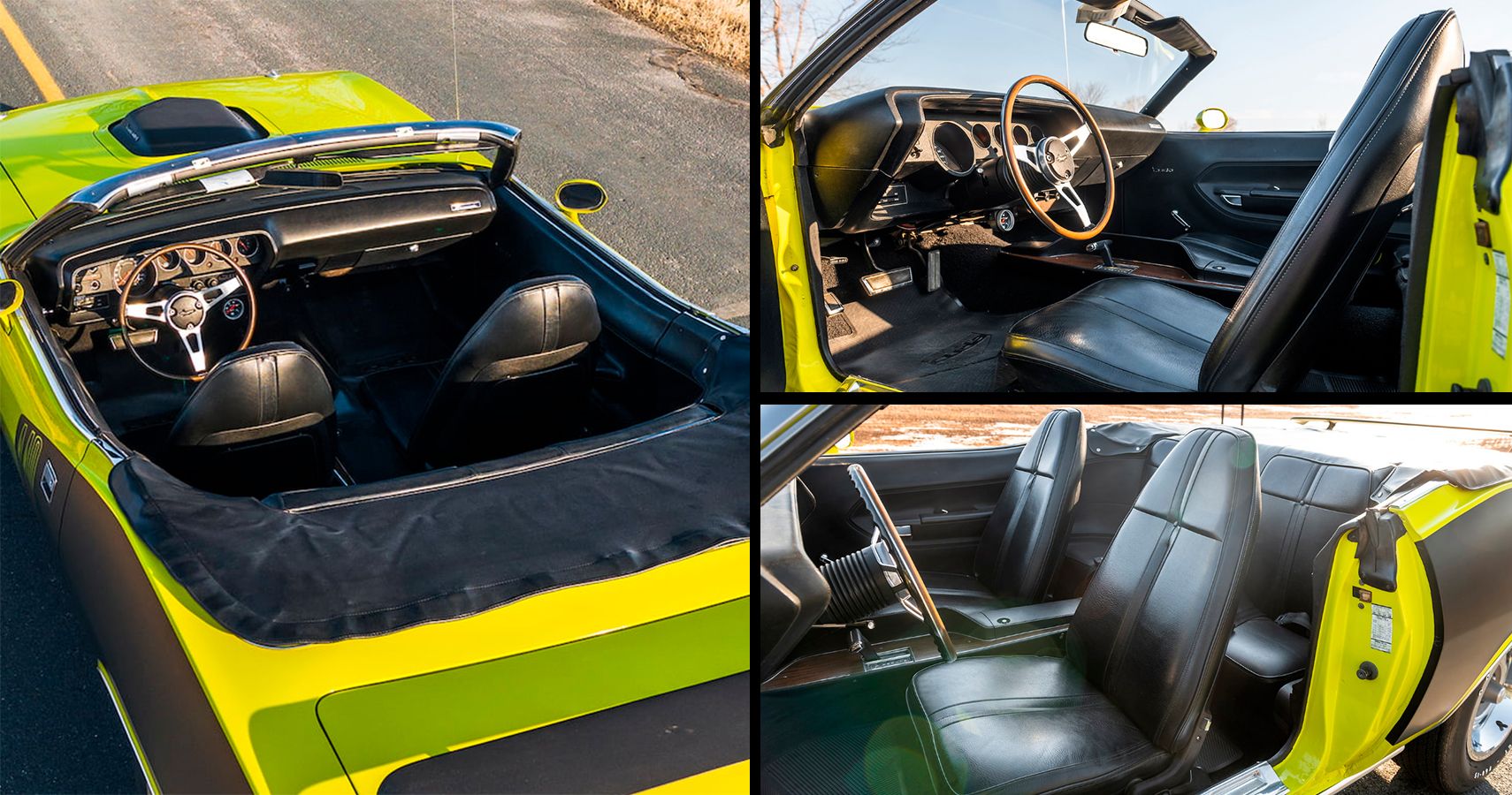 Curious Yellow 1971 Plymouth Cuda Convertible interior