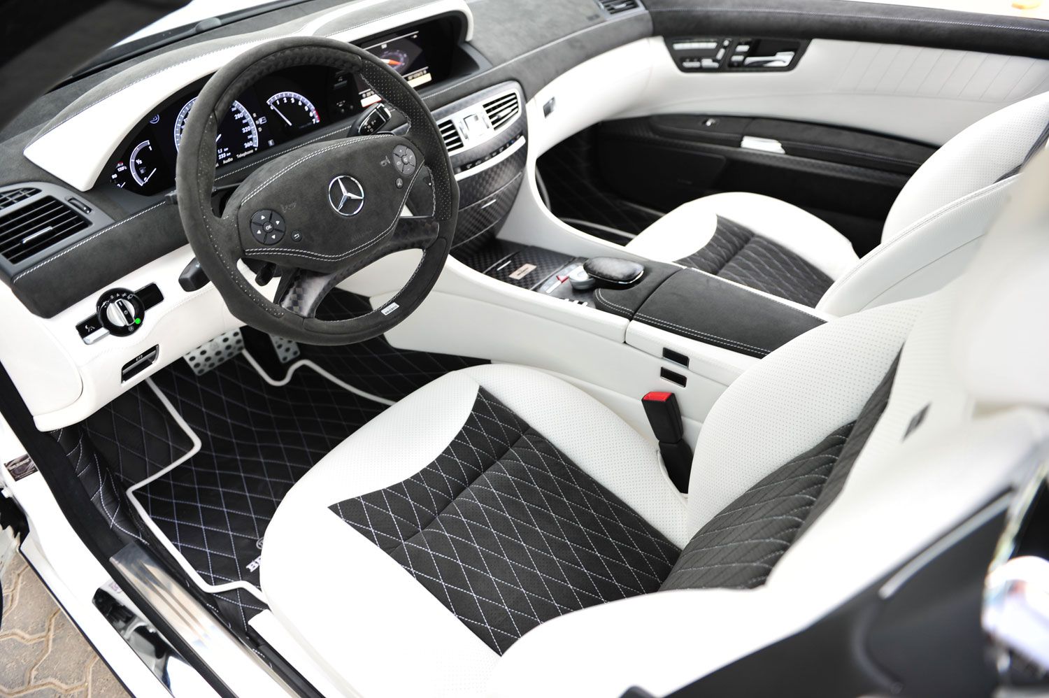 Blinding white interior of a 2012 Mercedes-Benz CL 800 Coupe