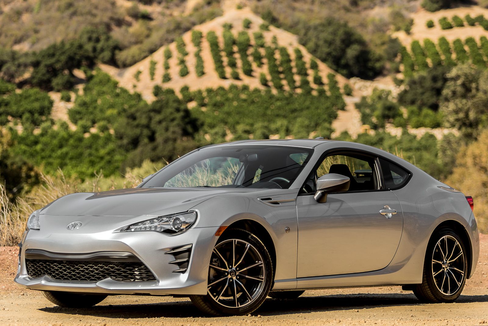 Steel 2017 Toyota 86 parked on the dirt