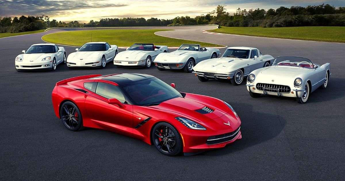 Corvette Stingray Evolution generations America's Iconic sportscar red and white