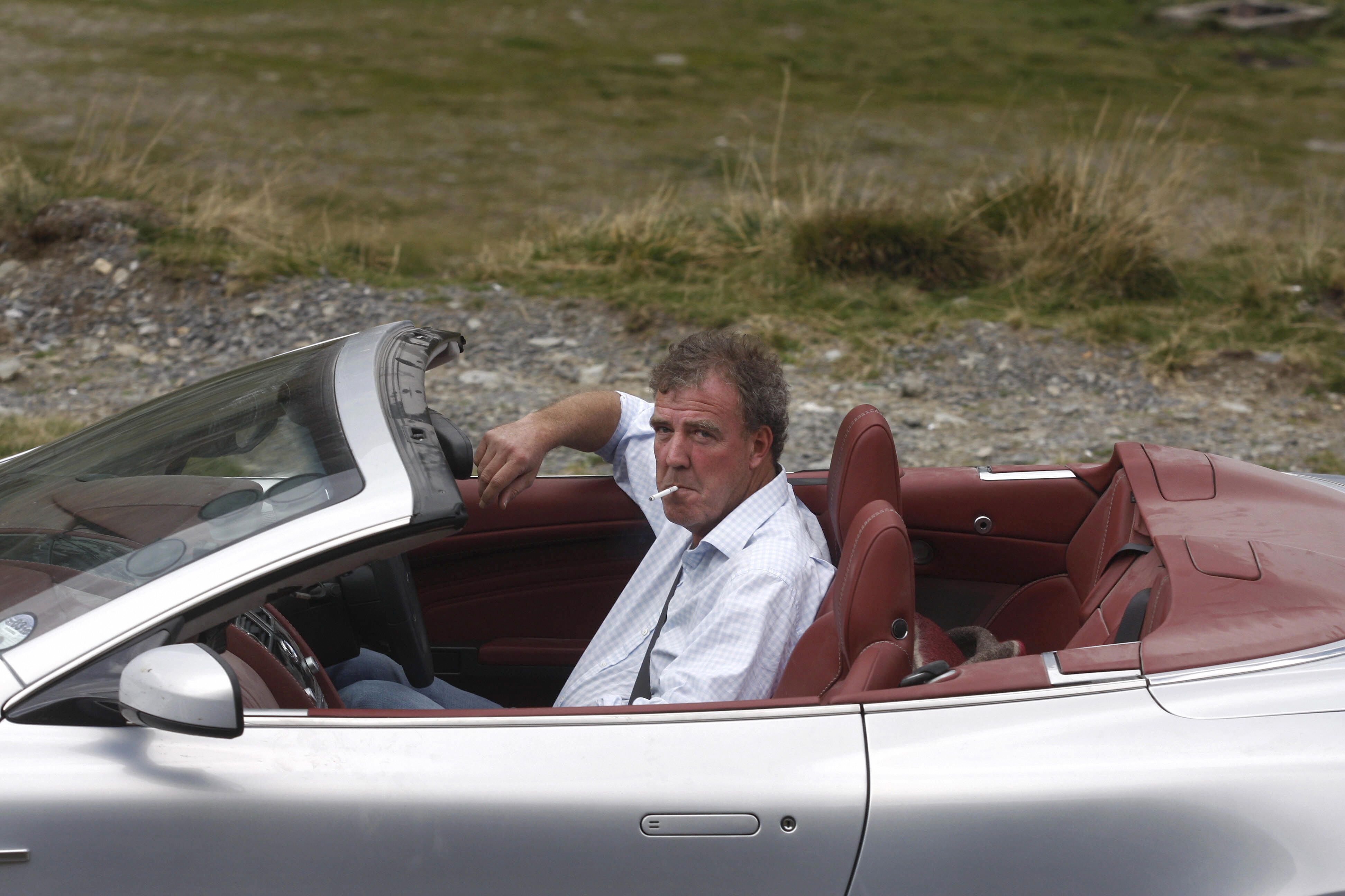 Jeremy Clarkson in car with cigarette